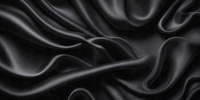 The primary subject of the image is a close-up of a black fabric, possibly a piece of silk or velvet. The setting is a dark background, which emphasizes the fabric's texture and appearance. The visual style is a black and white photo, which adds a timeless and classic feel to the image. The colors and mood are predominantly dark and moody, with the black fabric serving as the focal point of the scene.