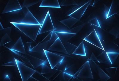 The primary subject of the image is a blue geometric pattern, which is the main focus of the image. The setting is a dark background, which contrasts with the bright blue geometric pattern. The visual style is a digital art or illustration, as the pattern is created using a computer or digital tools. The dominant colors are blue and black, giving the image a modern and sleek appearance.