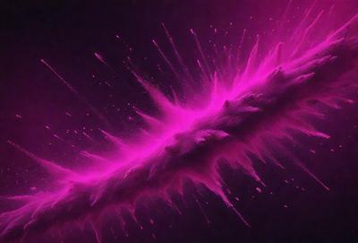 The primary subject of the image is a purple, pink, and white painting of a large, curved, and swirling object. The setting is a dark background, which contrasts with the vibrant colors of the painting. The visual style appears to be a combination of digital art and illustration, creating a unique and eye-catching piece of art. The dominant colors and overall atmosphere of the painting are energetic, lively, and full of movement, which is emphasized by the swirling lines and shapes.