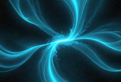The primary subject of the image is a blue spiral, which appears to be a digital art or illustration. The setting is a dark background, which adds to the overall mood of the image. The visual style is modern and captivating, with the blue spiral being the main focus of the scene.
