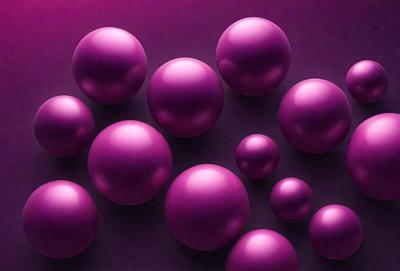 The primary subject of the image is a group of purple balls, which are the main objects in the scene. The setting is a purple background, which creates a visually striking contrast with the balls. The visual style of the image is a digital art or illustration, as the balls are depicted in a detailed and artistic manner. The dominant colors in the image are purple, which creates a calm and soothing atmosphere.