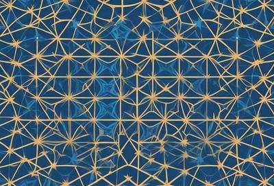 The primary subject of the image is a blue and gold patterned design, which appears to be a digital art or illustration. The setting is a blue background, and the visual style is a combination of digital art and illustration. The colors and mood of the image are predominantly blue and gold, creating a sense of elegance and sophistication.
