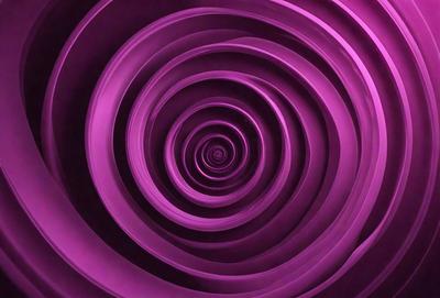 The primary subject of the image is a spiral pattern, which is a prominent feature in the purple background. The spiral pattern is visually striking and creates a sense of depth and movement in the scene. The setting appears to be a purple surface, possibly a wall or a piece of artwork, that serves as the backdrop for the spiral pattern. The visual style of the image is a combination of artistic elements, such as the spiral pattern and the purple background, which together create a unique and captivating visual experience. The colors and mood of the image are predominantly purple, which adds to the overall atmosphere and aesthetic appeal of the scene.