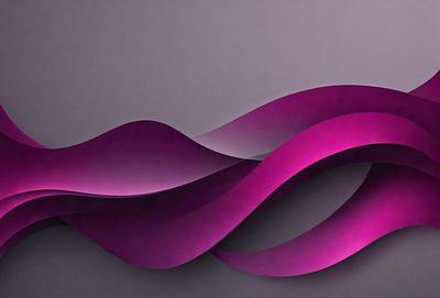 The primary subject of the image is a purple, pink, and white wave-like pattern. The setting is a gray background, which contrasts with the vibrant colors of the wave. The visual style is a combination of digital art and illustration, creating a unique and eye-catching design. The dominant colors and overall atmosphere of the image are energetic and lively, with the purple and pink hues evoking a sense of movement and dynamism.