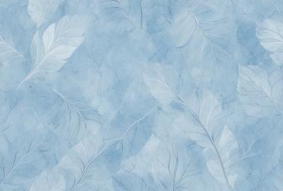 The primary subject of the image is a blue and white leaf pattern. The setting is a blue background, which creates a visually appealing contrast with the leaf pattern. The visual style is a combination of a photo and a digital art, as it appears to be a close-up of a leaf pattern, but the blue background suggests a digital art or illustration. The colors and mood of the image are predominantly blue and white, giving it a calm and serene atmosphere.