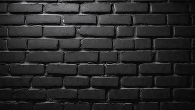 The primary subject of the image is a brick wall. The setting is a dark room, and the visual style is a black and white photo. The dominant colors are black and white, creating a moody atmosphere.