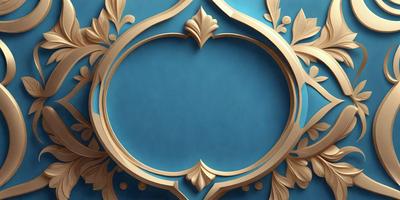 The primary subject of the image is a decorative wooden frame with a blue background. The frame features a design that includes a circle and a heart, giving it a unique and artistic appearance. The setting is a room with a blue wall, which complements the blue background of the wooden frame. The visual style of the image is a combination of digital art and illustration, creating a visually appealing and intricate design. The colors and mood of the image are predominantly blue, giving it a calm and serene atmosphere.