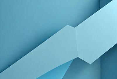 The primary subject of the image is a blue paper cutout of a triangle. The setting is a blue background, which creates a contrasting and visually appealing effect. The visual style is a combination of digital art and illustration, as the paper cutout is created using a digital medium. The colors and mood of the image are predominantly blue, giving it a calm and serene atmosphere.