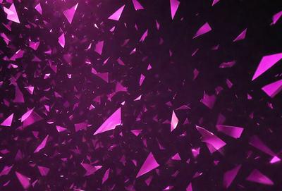 The primary subject of the image is a purple background with a pattern of triangles. The setting appears to be a dark room, and the visual style is a combination of digital art and illustration. The dominant colors in the image are purple and pink, creating a mood of calmness and tranquility.