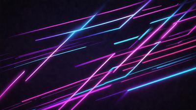 The primary subject of the image is a colorful, abstract pattern of light and dark lines. The setting is a dark background, which contrasts with the brightly colored lines. The visual style is a combination of digital art and illustration, creating a dynamic and vibrant atmosphere. The dominant colors are pink, blue, and purple, which contribute to a lively and energetic mood.