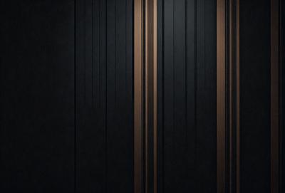 The primary subject of the image is a black and brown striped wall. The setting is a dark room with a black background. The visual style is a close-up of the wall, showcasing the pattern and texture of the stripes. The colors and mood of the image are predominantly dark and moody, with the black and brown stripes creating a sense of depth and contrast.