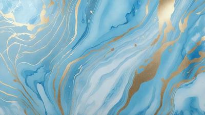 The primary subject of the image is a blue and gold swirling pattern, which appears to be a painting or a digital artwork. The setting is a blue and gold background, which complements the swirling pattern. The visual style is a mix of digital art and painting, creating a unique and eye-catching design. The colors and mood of the image are predominantly blue and gold, giving it a warm and inviting atmosphere.