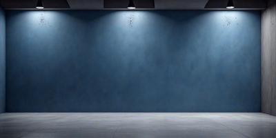 The primary subject of the image is a blue wall with a light shining on it. The setting is a room with a blue wall, and the visual style is a photo. The dominant colors are blue and white, creating a calm and serene atmosphere.