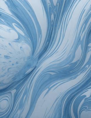 The primary subject of the image is a blue and white swirl pattern, which appears to be a digital art or illustration. The setting is a white surface, possibly a wall or a table, with the swirl pattern as the main focus. The visual style is modern and artistic, creating a sense of movement and fluidity. The dominant colors are blue and white, giving the image a calming and soothing atmosphere.