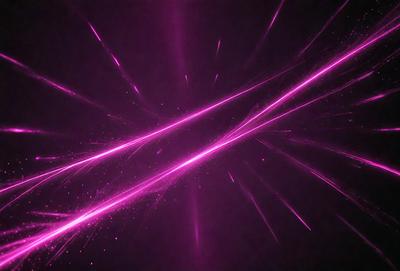 The primary subject of the image is a pink light or laser beam. The setting is a dark background, which contrasts with the bright pink light. The visual style appears to be a digital art or illustration, as the light is depicted as a continuous line or beam. The colors and mood of the image are predominantly pink, creating a vibrant and energetic atmosphere.