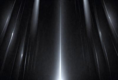 The primary subject of the image is a bright light, which appears to be a light source or a beam of light. The light is shining through a dark background, creating a contrast between the light and the darkness. The visual style of the image is a black and white photo, which adds a sense of drama and emphasizes the contrast between the light and the darkness. The colors and mood of the image are predominantly dark, with the bright light serving as the focal point and creating a sense of depth and dimension.
