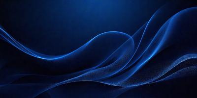 The primary subject of the image is a blue wave or ripple pattern. The setting is a dark blue background, which creates a contrasting and dramatic effect. The visual style is a combination of digital art and illustration, as the wave pattern appears to be a digital creation. The dominant colors are blue and black, giving the image a moody and atmospheric feel.