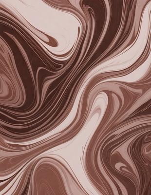 The primary subject of the image is a brown and white swirling pattern, which appears to be a painting or drawing. The setting is a wall, and the visual style is a combination of digital art and illustration. The dominant colors are brown and white, creating a warm and earthy atmosphere.