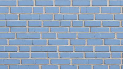 The primary subject of the image is a blue brick wall. The setting is a brick wall, and the visual style is a photo. The dominant colors are blue and white, creating a calm and serene atmosphere.