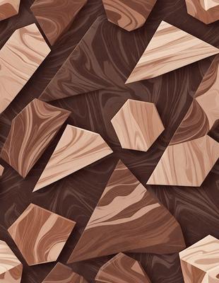 The primary subject of the image is a wooden floor with a unique and intricate design. The floor is made up of several wooden blocks, each with a different shape and size. The setting is indoors, likely in a room with a wooden floor. The visual style of the image is a combination of photo and digital art, as it appears to be a close-up of the wooden floor with a detailed and artistic design. The colors and mood of the image are warm and inviting, with the wooden blocks creating a sense of texture and depth.