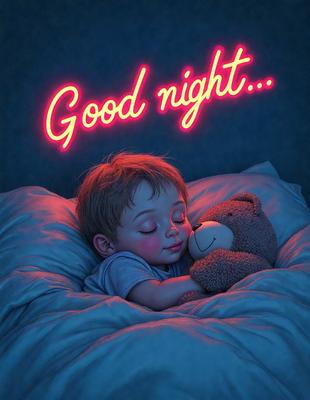The primary subject of the image is a young child sleeping in a bed. The child is lying down with a teddy bear, which is placed on their chest. The setting is a bedroom, and the visual style is a digital art illustration. The colors and mood of the image are warm and comforting, with the child and the teddy bear creating a sense of coziness and relaxation.