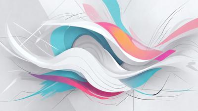 The primary subject of the image is a white and pink abstract art piece. The setting is a white background, and the visual style appears to be a combination of digital art and illustration. The dominant colors in the artwork are white and pink, creating a sense of harmony and balance.