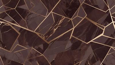 The primary subject of the image is a marble tile with a gold pattern. The setting is a wall, and the visual style is a close-up of the tile. The colors and mood of the image are predominantly brown and gold, giving it a warm and luxurious appearance.