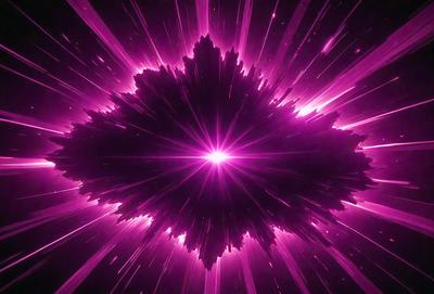 The primary subject of the image is a purple, pink, and white light, which appears to be a bright, colorful explosion. The setting is a dark background, which contrasts with the vibrant colors of the light. The visual style of the image is a combination of digital art and illustration, creating a dynamic and eye-catching scene. The colors and mood of the image are energetic and lively, with the bright colors evoking a sense of excitement and wonder.