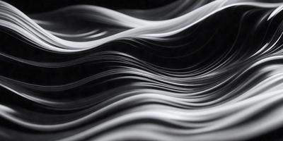 The primary subject of the image is a wave, which is the main object, scene, or focus of the image. The wave is depicted in a black and white style, giving it a classic and timeless appearance. The setting or background of the image is a dark, possibly black, surface, which contrasts with the wave, emphasizing its shape and form. The visual style of the image is a combination of photo and digital art, creating a unique and artistic representation of the wave. The colors and mood of the image are predominantly black and white, giving it a dramatic and moody atmosphere.