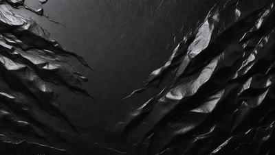 The primary subject of the image is a black and white photo of a leather surface. The setting is a dark room, and the visual style is a close-up of the leather. The colors and mood of the image are predominantly dark and moody, with the black and white photo adding to the dramatic atmosphere.