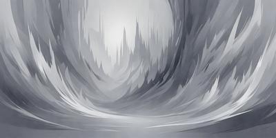 The primary subject of the image is a large, dark, and somewhat eerie cave. The setting is a cave with a gray and white color scheme, giving it a moody atmosphere. The visual style of the image is a digital art or illustration, as it appears to be a painting or drawing of a cave. The colors and mood of the image are predominantly dark and gray, with a hint of white, creating a sense of depth and mystery.