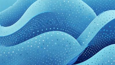 The primary subject of the image is a blue, swirling, and patterned surface. The setting is a blue background, and the visual style appears to be a digital art or illustration. The dominant colors are blue and white, creating a calm and soothing atmosphere.