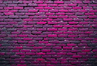 The primary subject of the image is a brick wall with a pinkish hue. The setting is a brick wall, and the visual style appears to be a photo. The dominant colors in the image are pink and purple, creating a warm and inviting atmosphere.
