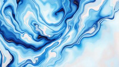 The primary subject of the image is a blue and white swirling pattern, which appears to be a digital art or illustration. The setting is a white background, which provides a clean and minimalist appearance. The visual style is a mix of digital art and illustration, creating a unique and eye-catching design. The dominant colors are blue and white, giving the image a calming and soothing atmosphere.