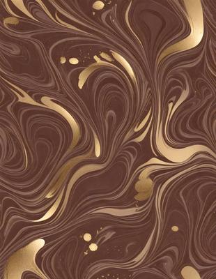 The primary subject of the image is a close-up of a brown and gold patterned wallpaper. The setting is a wall, and the visual style is a patterned design. The dominant colors are brown and gold, creating a warm and earthy atmosphere.