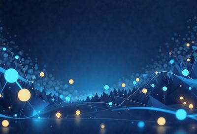 The primary subject of the image is a blue background with a pattern of yellow dots. The setting appears to be a dark, starry night, with the dots creating a sense of depth and movement. The visual style is a combination of digital art and illustration, giving the image a unique and captivating appearance. The colors and mood convey a sense of mystery and wonder, as the viewer is drawn into the intricate pattern of the yellow dots against the dark blue background.