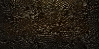 The primary subject of the image is a close-up of a patterned surface, which appears to be a textured wall or a piece of artwork. The setting is a dark room, which adds a sense of depth and contrast to the image. The visual style is a combination of a photo and a digital artwork, creating a unique and intriguing appearance. The dominant colors in the image are gold and black, giving the scene a rich and luxurious feel.