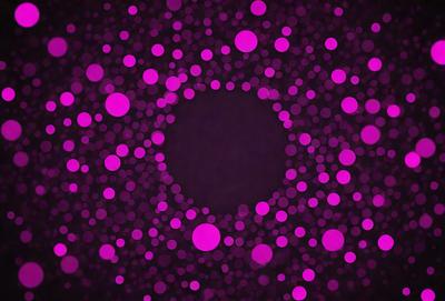 The primary subject of the image is a large, pink circle with a purple background. The circle is surrounded by a multitude of small, pink dots, creating a visually striking and vibrant scene. The visual style of the image is a combination of digital art and illustration, with the pink and purple colors creating a warm and inviting atmosphere.