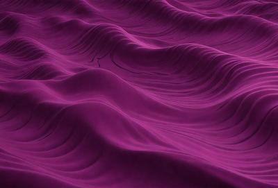 The image features a purple surface with a pattern of waves, giving it a unique and visually appealing appearance. The primary subject of the image is the purple surface, which is the main focus of the image. The setting or background of the image is the purple surface, which is the only visible element in the image. The visual style of the image is a combination of digital art and illustration, as it is a digital artwork that has been skillfully created to resemble a natural landscape. The colors and mood of the image are predominantly purple, giving it a calm and serene atmosphere.