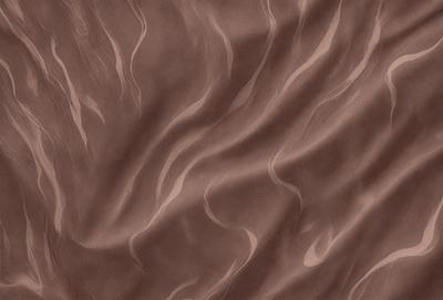 The primary subject of the image is a brown fabric with a pattern of swirls and waves. The setting is a close-up of the fabric, showcasing its intricate design. The visual style is a detailed, textured image that highlights the fabric's unique pattern. The colors and mood of the image are warm and earthy, with the brown fabric serving as the dominant color.