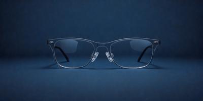 The primary subject of the image is a pair of glasses. The glasses are placed on a blue surface, which serves as the setting or background. The visual style of the image is a photo, capturing the details of the glasses. The colors in the image are predominantly blue, creating a calm and soothing atmosphere.