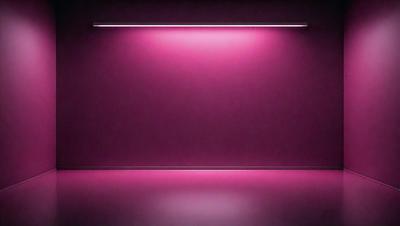 The primary subject of the image is a pink wall with a purple light shining on it. The setting is a room with a pink wall, and the visual style is a photo. The dominant colors in the image are pink and purple, creating a warm and inviting atmosphere.