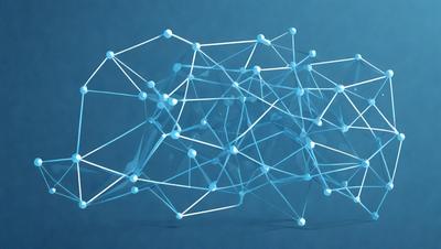 The primary subject of the image is a three-dimensional representation of a molecule, which is a complex structure made up of atoms and molecules. The molecule is depicted in a blue color, which gives it a clean and modern appearance. The setting is a white background, which provides a stark contrast to the blue molecule, emphasizing its shape and structure. The visual style of the image is a combination of digital art and illustration, creating a realistic and detailed representation of the molecule. The colors and mood of the image are predominantly blue, which is often associated with calmness and tranquility, reflecting the intricate and delicate nature of the molecule.