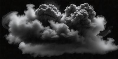 The primary subject of the image is a cloudy sky with dark clouds. The setting is a black background, which creates a dramatic contrast with the clouds. The visual style is a photo, capturing the beauty of the cloudy sky. The colors and mood of the image are dark and moody, with the clouds looming over the viewer.