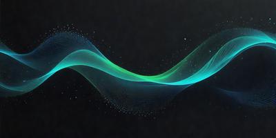 The primary subject of the image is a blue and green swirl, which appears to be a digital art or illustration. The setting is a dark background, which contrasts with the swirl's vibrant colors. The visual style is modern and captivating, creating an atmosphere of movement and energy. The colors and mood of the image are predominantly blue and green, with a sense of depth and dynamism.