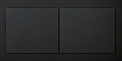 The image features two black squares, each occupying a significant portion of the frame. The black squares are placed next to each other, creating a sense of depth and contrast. The setting appears to be a dark room, with the black squares being the main focus of the image. The visual style is that of a photo, and the overall atmosphere is one of simplicity and minimalism.