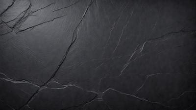 The primary subject of the image is a black leather surface, which appears to be a piece of leather or a leather-like material. The setting is a black background, which contrasts with the leather surface. The visual style is a close-up of the leather surface, showcasing its texture and details. The colors and mood of the image are predominantly dark, with the black leather and black background creating a moody and dramatic atmosphere.