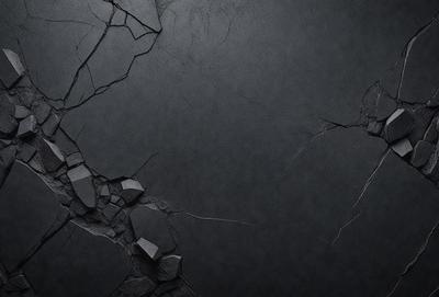 The primary subject of the image is a large crack in the wall, with a black background. The visual style appears to be a digital art or illustration, as the crack is depicted in a detailed and artistic manner. The colors and mood of the image are dark and moody, with the crack being the main focal point.