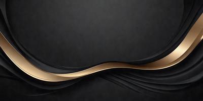The primary subject of the image is a gold and black swirl pattern. The setting is a black background, which contrasts with the gold and black swirl pattern. The visual style is a digital art or illustration, creating a dynamic and eye-catching design. The colors and mood of the image are predominantly black and gold, giving it a sophisticated and elegant appearance.