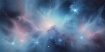 The primary subject of the image is a nebula, which is a cloud of gas and dust in space. The setting is a dark, starry sky, with the nebula being the main focus of the image. The visual style is a combination of a photo and digital art, creating a stunning and detailed representation of the nebula. The colors and mood of the image are predominantly dark and dramatic, with the nebula standing out against the backdrop of the night sky.
